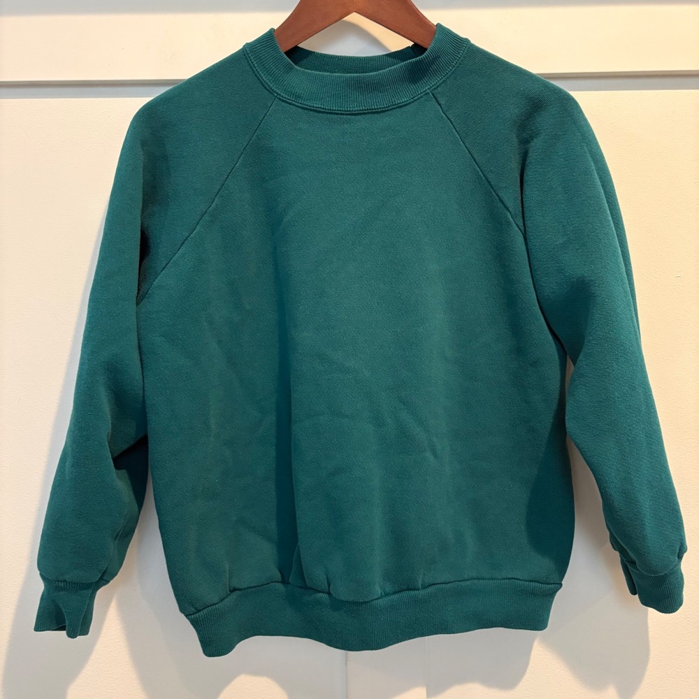 Vtg Blank Sweatshirt Women Medium Teal Crewneck Fleece‎ Pullover Hanes Her Way